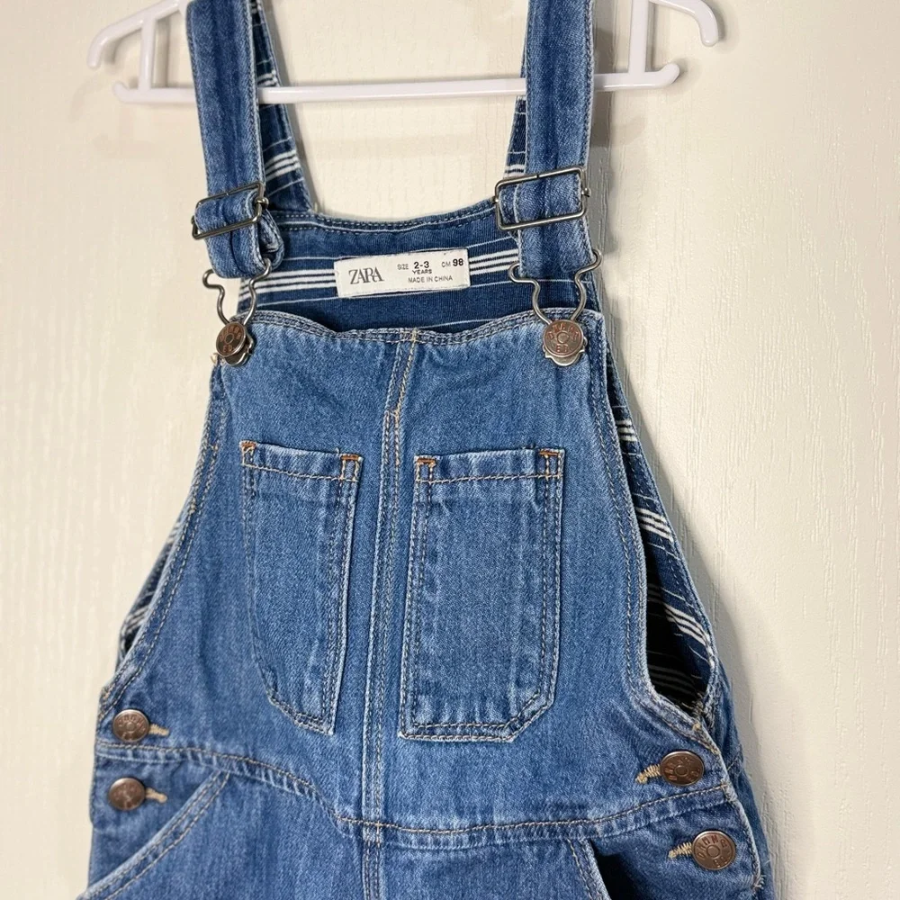 Zara Classic Blue Denim Overalls - Picture 2 of 6